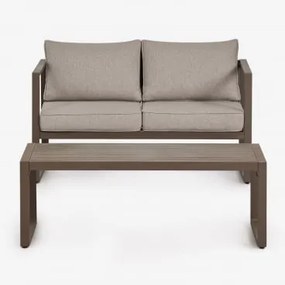Zestaw Ogrodowy Z Dwuosobową Sofą I Stolikiem Kawowym Z Aluminium 110x55cm Lipov Chocolate - Sklum