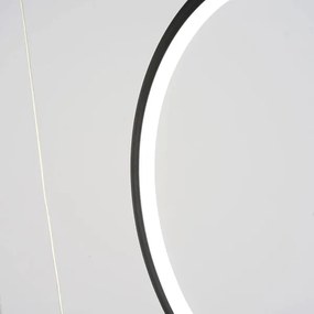 Szeroka lampa wisząca do salonu Ledowe Okręgi No.8 w stylu designerskim czarna