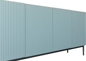 Komoda Nicole 200 cm czterodrzwiowa z ryflowanym frontem - szałwia / czarne nóżki - Limitowana oferta