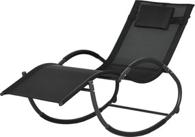 Outsunny Leżak ogrodowy, fotele z poduszką, 155 cm x 61cm x 88 cm, Czarny