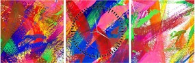 Obraz - Kolorowa abstrakcja (z zegarem) (90x30 cm)