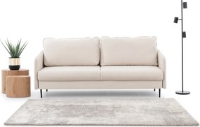 Kanapa z funkcją spania Movani - beżowa plecionka Loft 01 / czarne nogi