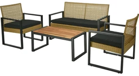 Zestaw mebli ogrodowych Gandia, 4 szt., metal, rattan PE