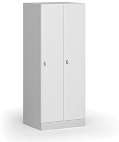 Szafa ubraniowa obniżona, 2-drzwiowa, 1500 x 600 x 500 mm, zamek obrotowy, drzwi laminowane, biała