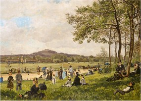 Obraz na szkle - French 19th Century, Race Course at Longchamps, reprodukcje (70x50 cm)