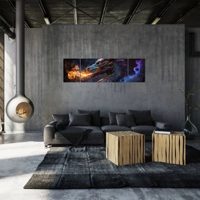 Obraz - Smok plujący płomieniami (170x50 cm)