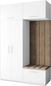 Masseno Garderoba REMA 150/240/60 cm Nowoczesna Szafa do Przedpokoju Biała, MONOLITH 09 (Beżowy)