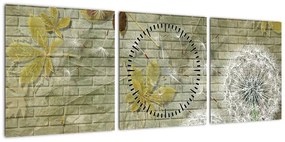Obraz - Dmuchawce unoszone wiatrem (z zegarem) (90x30 cm)