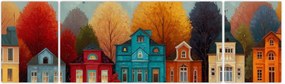 Obraz - Malowane jesienne miasto (170x50 cm)