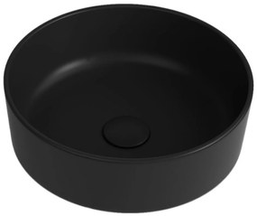 Umywalka ceramiczna nablatowa okrągła czarna bez otworu na baterię 42 cm LERA Black