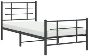 Czarne metalowe łóżko małżeńskie 100x200cm - Alester