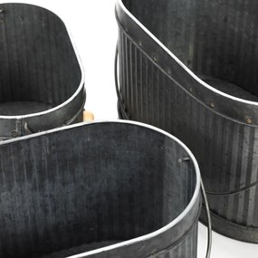 Zestaw metalowych skrzynek na donice, 3 szt. w różnych rozmiarach