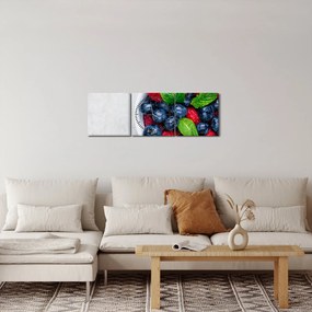 Obraz- miska z leśnymi owocami (z zegarem) (90x30 cm)