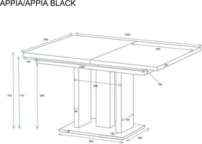 Stół rozkładany APPIA 130(210)x80 biały połysk ENDO