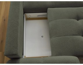 Rozkładany/ze schowkiem narożnik z tkaniny szenilowej (prawostronny/z szezlongiem) w kolorze khaki Roxelane – Bobochic Paris