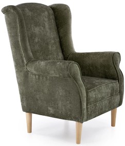 Fotel wypoczynkowy klasyczny uszak HERMES oliwkowy tkanina MARKOS 14-#12