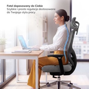 Ergonomiczny fotel biurowy z siatką ciemnoszary AXIS