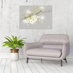 Obraz na szkle kwitnącej gałązki (70x50 cm)