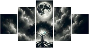 Obraz – Czarno-białe drzewo w pełni księżyca (125x70 cm)