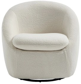 Fotel obrotowy z białej tkaniny z bukli  NETALIO