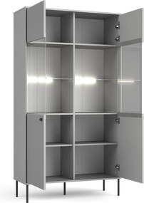 Masseno Witryna NIMB 191,2 x 105,5 cm do Salonu stojąca Szara