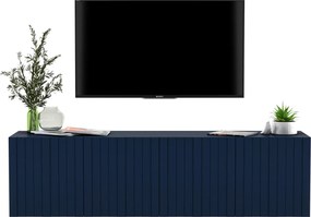 Ryflowana szafka RTV wisząca Elpis granatowa