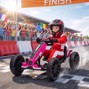 AIYAPLAY Elektryczny Go-Kart dla dzieci 12V z 2 silnikami, 4-fach verstellbarem Sitz, łagodny start, EVA -koła, LED -reflektory | Aosom PL