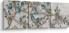 Obraz - Na gałęzi - abstrakcja (z zegarem) (90x30 cm)