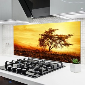 Panel Szklany do Kuchni Samotne Drzewo W Rozkwicie