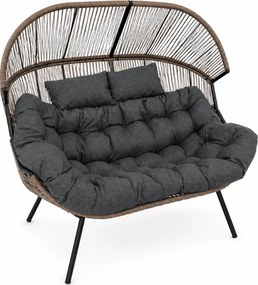 Ogrodowa sofa AURELO dwuosobowa 146 cm, brązowa