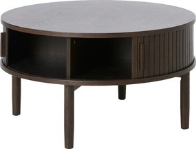 Okrągły stolik w dekorze dębu w ciemnym naturalnym kolorze ø 85 cm Meta – Unique Furniture