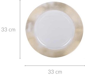 Transparentny podtalerz ze złotym dekorem, Ø 33 cm