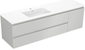Mexen Orio szafka łazienkowa 160 cm z umywalką Otis lewą, 2S, 1D, szara mat/biała mat - 91A13-16047-3-BBFFF62-W18L01