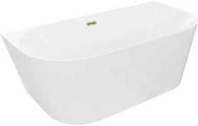 Mexen Oval Slim wanna wolnostojąca przyścienna 170 x 80 cm, biała, przelew złoty - 52661708000-50