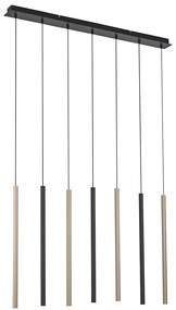 Lampa wisząca czarna z mosiądzem w komplecie z diodą LED z możliwością ściemniania 7-światłowa - BeaDesignerski Oswietlenie wewnetrzne
