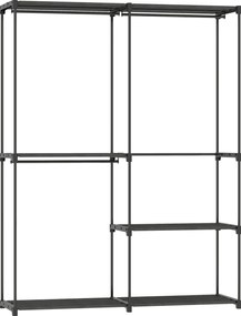 HOMCOM Przenośny stojak na ubrania, metalowy stelaż, półki z włókniny, dużo miejsca, czarny