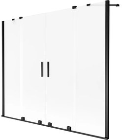 Mexen Velar Duo parawan nawannowy 2-skrzydłowy rozsuwany 200 x 150 cm, szron, czarny - 896-200-000-32-70