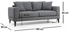 Ciemnoszara sofa 180 cm Nordic – Balcab Home