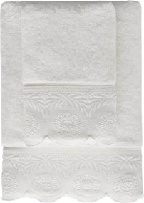 Ręcznik kąpielowy QUEEN 85x150 cm z koronką Śmietankowy