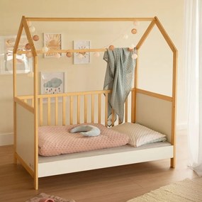 Biało-naturalne łóżeczko 70x140 cm – Roba