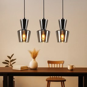 NETTLIFE Vintage Smoky Gray Glass Dining Table Lamp wisząca E27 do salonu lub kuchni
