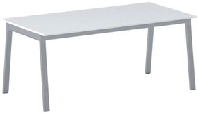 Stół konferencyjny do biura PRIMO BASIC, 180x90 cm, szaro-srebrna podstawa, biały