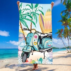 Ręcznik plażowy SEA AND FUN 100x180 cm kolorowy, 100% mikrofibra