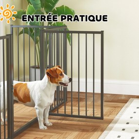 PawHut Park dla psów, zagroda dla zwierząt, 5 paneli, przenośne składane ogrodzenie, bezpieczne, czarne