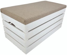 Pufa kufer skrzynia drewniana sosnowa siedzisko 80cm malowana biała