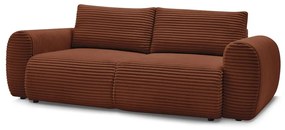 Ceglasta sztruksowa rozkładana sofa 257 cm Lucien – Bobochic Paris