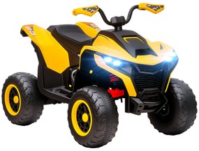 AIYAPLAY Dziecięcy Elektryczny Quad, 3-6 km/h, Reflektory LED, Muzyka, USB, dla Dzieci 3-8 Lat, Żółty