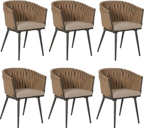 Krzesło do jadalni MCW-N38 (zestaw 6 sztuk),  beżowa poduszka jasnobrązowa