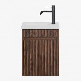 Zestaw Wiszących Mebli Łazienkowych Zintegrowany Z Umywalką Narek Ciemna Czerń & Bezlusterkowiec & Czarny ↑20 - Sklum