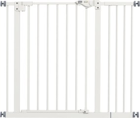 PawHut Bramka zabezpieczająca dla psów, bramka oddzielająca, bramka dla zwierząt domowych, Metal, Plastik, 74-80/87-94 cm, Biały